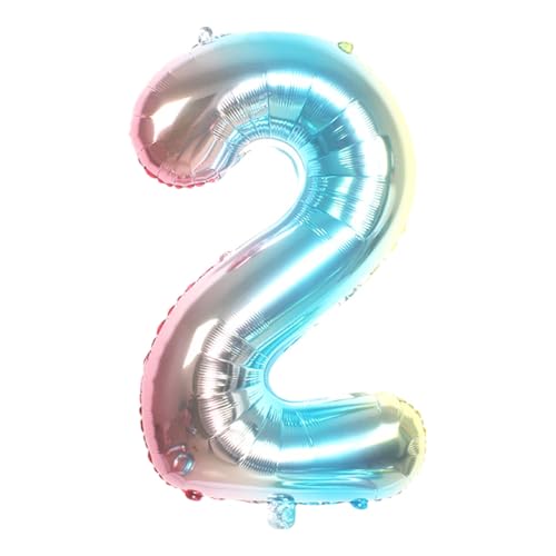 CAPASTEC Verlaufendes Blau Ballon 32 Zoll Nummer 2 Helium Ballon Großer Zahlenballon Für Mädchens Junge Geburtstag Dekoration Jubiläum Party von CAPASTEC