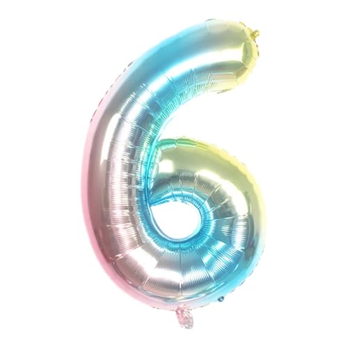 CAPASTEC Verlaufendes Blau Ballon 32 Zoll Zahl 6 Helium Ballon Großer Zahlenballon Für Mädchens Jung Geburtstag Deko Jubiläum Party von CAPASTEC