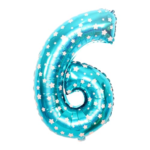 CAPASTEC blau Ballon 32 Zoll Nummer 6 Heliumballon Großer Zahlenballon Für Mädchens Jung Geburtstag Dekoration Jubiläum Party von CAPASTEC