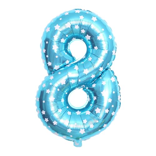 CAPASTEC blau Ballon 32 Zoll Nummer 8 Helium Ballon Großer Zahlenballon Für Mädchens Junge Geburtstag Dekoration Jubiläum Party von CAPASTEC