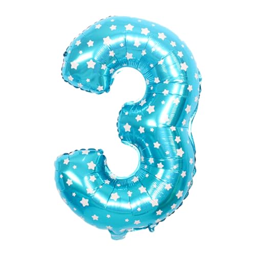 CAPASTEC blau Ballon 32 Zoll Zahl 3 Heliumballon Großer Zahlenballon Für Mädchens Jung Geburtstag Dekoration Jubiläum Party von CAPASTEC