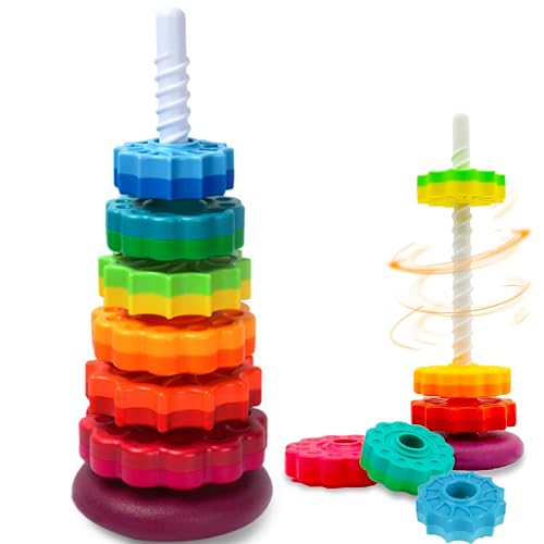 Baby Spinning Toy - Stapelspielzeug für Babys und Kleinkinder - Lernspielzeug für Kleinkinder - Regenbogen Spinnrad Spielzeug für Fokus, Geschicklichkeit, Gehirnentwicklung, interaktives Lernen Baby Spinning Toy - Stapelspielzeug für Babys und Kleinkinder - Lernspielzeug für Kleinkinder - Regenbogen Spinnrad Spielzeug für Fokus, Geschicklichkeit, Gehirnentwicklung, interaktives Lernen von CAPT.GOOSE