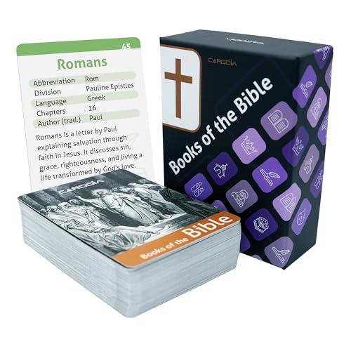 CARDDIA Bücher der Bibel Lernkarten (Ausgabe 2025) | Holzschnitt-Illustration | ideal für Bibelstudenten, neue Christen und christliche Geschenkkäufer von CARDDIA
