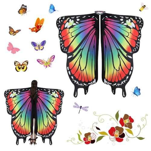 CAREDGO Schmetterling Flügel, 160 * 142cm Schmetterlingsflügel Erwachsene Schal, mit Fingerlinge Schmetterlingskostüm, Cosplay Faschingskostüme Damen, Schmetterling Umhang für Fasching, Mottoparty CAREDGO Schmetterling Flügel, 160 * 142cm Schmetterlingsflügel Erwachsene Schal, mit Fingerlinge Schmetterlingskostüm, Cosplay Faschingskostüme Damen, Schmetterling Umhang für Fasching, Mottoparty von CAREDGO