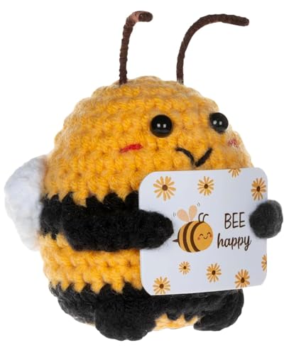 CAREOR Funny Positive Bee, 3.54 Inch Cute Positive Knitted Bee Happy Dolls with Encouraging Card Creative Crochet Bee Decor for Festival Party Decoration Encouragement Gift CAREOR Funny Positive Bee, 3.54 Inch Cute Positive Knitted Bee Happy Dolls with Encouraging Card Creative Crochet Bee Decor for Festival Party Decoration Encouragement Gift von CAREOR