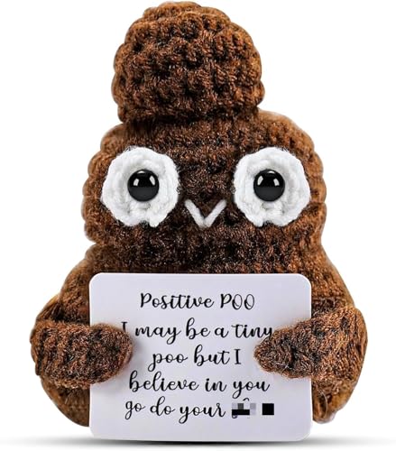 CAREOR Positive Poo, Mini gestrickte Poo Positive Poo Häkelpuppe, emotionale Unterstützung, inspirierende, motivierende Ermutigung, Geschenk, Party-Dekoration, Kastanie von CAREOR