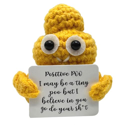 CAREOR Positive Poo, Mini gestrickte Poo Positive Poo Häkelpuppe, emotionale Unterstützung, inspirierende, motivierende Ermutigung, Geschenk, Party-Dekoration (Gelb) von CAREOR