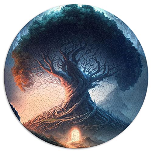 1000 Teile Puzzle Baum magische Landschaft Rundes Puzzle für Erwachsene für Erwachsene und Kinder Kartonpuzzles Heimtextilien Puzzles (Größe 67,5 x 67,5 cm) von CARGIS