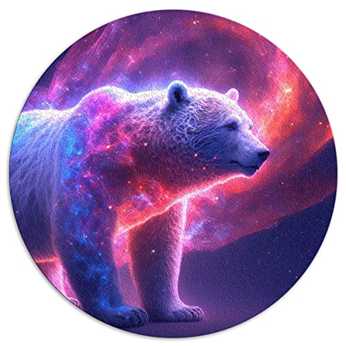 1000 Teile Puzzle Galaxy Eisbär Kreative runde Puzzles für Erwachsene und Kinder Kartonpuzzles Home Art Decor (Größe 67,5 x 67,5 cm) von CARGIS