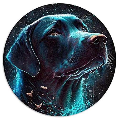 1000 Teile Puzzle Labrador Retriever Hund Runde Puzzles, für Erwachsene und Kinder, Kartonpuzzles Puzzle - Herausforderndes Spiel (Größe 67,5 x 67,5 cm) von CARGIS