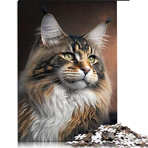 1000 Teile Puzzle Maine Coon Portraitc Puzzles für Erwachsene Puzzle Holzpuzzle Lernspiele Heimdekoration Puzzle. (Größe 50 x 75 cm) von CARGIS