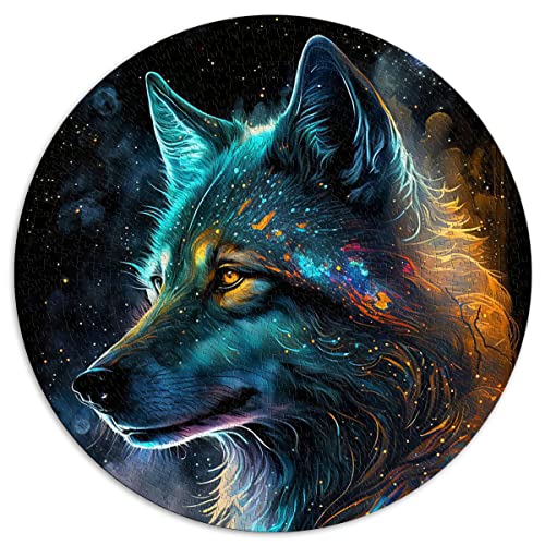 1000 Teile Puzzle Nebula Wolf Runde Puzzles für Erwachsene und Kinder Papppuzzles Herausforderndes Spiel (Größe 67,5 x 67,5 cm) von CARGIS