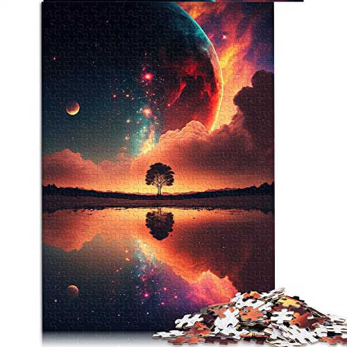 1000 Teile Puzzle Verträumter surrealer Sonnenuntergang Puzzles für Erwachsene Holzpuzzle Herausforderndes Spiel (Größe 50x75cm) von CARGIS
