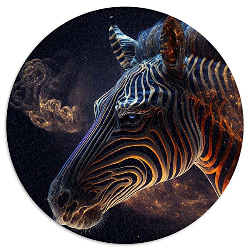 1000 Teile Puzzle Zebra Runde Puzzles für Erwachsene und Kinder, Kartonpuzzles Einzigartige Herausforderungsspiele (Größe 67,5 x 67,5 cm) von CARGIS