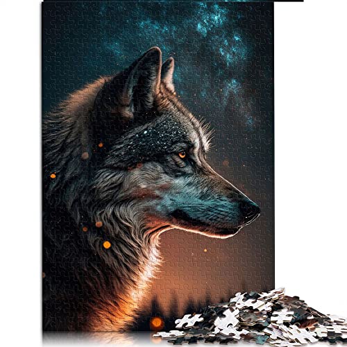 1000 Teile Puzzle für Erwachsene Wolf im Sternenhimmel Puzzles für Holzpuzzles Lernspiel Herausforderung Spielzeug (Größe 38x52cm) von CARGIS