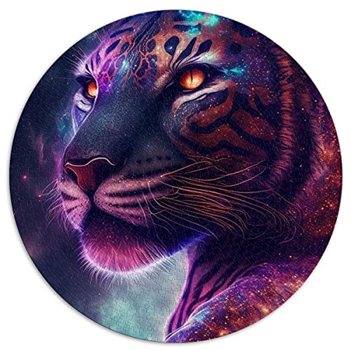 1000 Teile Puzzles Leopard Runde Puzzles für Erwachsene & Kinder Papppuzzles Pädagogischer Stressabbau Spielzeugpuzzle (Größe 67,5 x 67,5 cm) von CARGIS