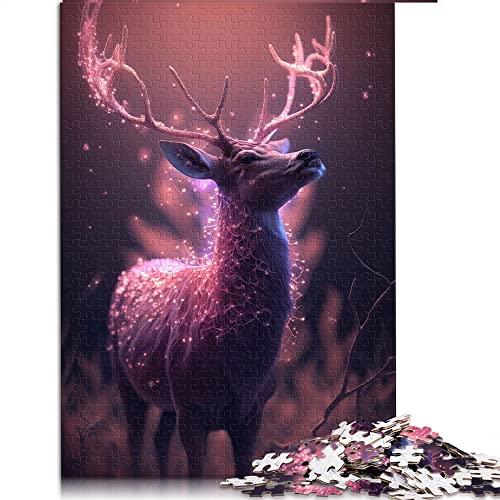 1000 Teile Puzzles Pink Fantasy Deer Glow Puzzles Holzpuzzle Tolles Geschenk für Erwachsene (Größe 50x75cm) von CARGIS