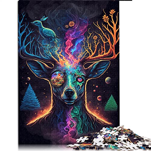1000 Teile Puzzles für Erwachsene Cosmic Trippy Deer Puzzles für Erwachsene Holzpuzzle Herausforderndes Spiel (Größe 50x75cm) von CARGIS