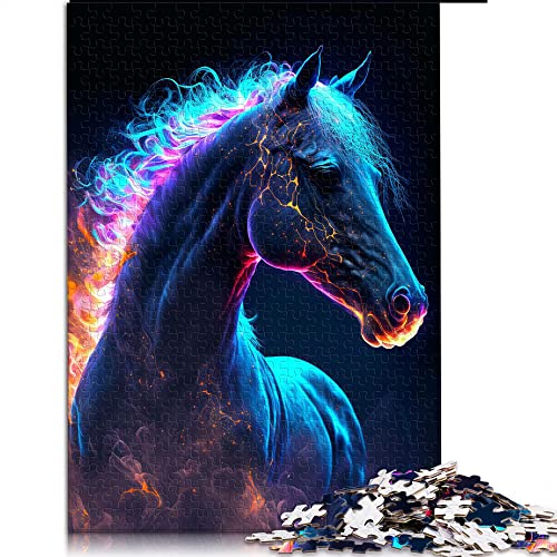 1000 Teile Puzzles für Erwachsene Tier Pferd Galaxie Puzzles für Erwachsene Holzpuzzle Herausforderndes Spiel (Größe 50x75cm) von CARGIS
