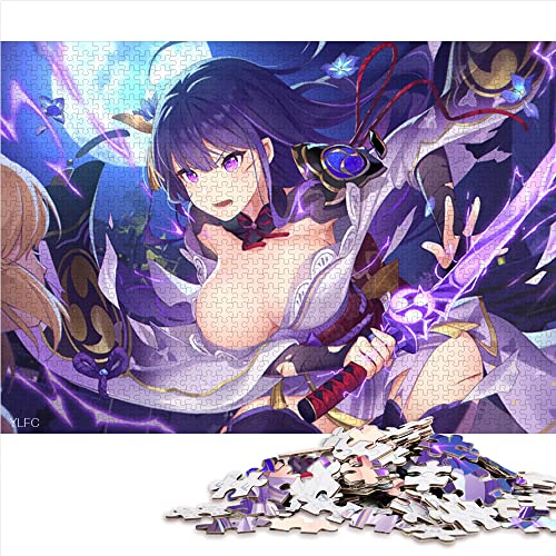 1000-teiliges Puzzle Genshin Impact Raiden Shogun Puzzle für Erwachsene Holzpuzzle Wohnkultur (Größe 50 x 75 cm) von CARGIS