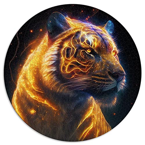 1000-teiliges Puzzle Tiger Rundpuzzle für Erwachsene und Kinder Kartonpuzzle Puzzle zum Anfassen (Größe 67,5 x 67,5 cm) von CARGIS