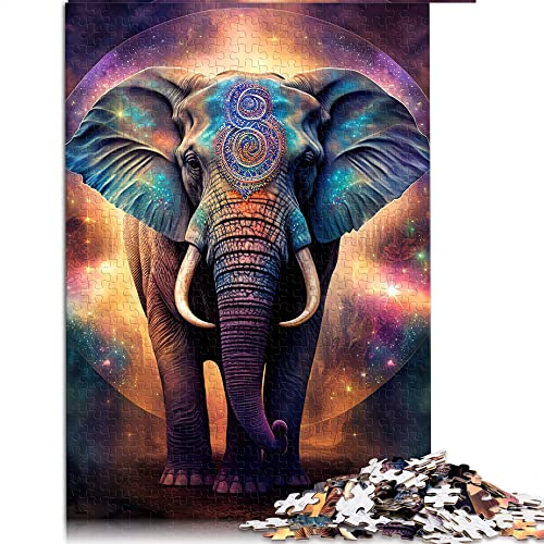 500-teiliges Puzzle für Erwachsene, Elefant, buntes Tier, Puzzle für Erwachsene, Holzpuzzle, Lernspiel, Herausforderung, Spielzeug (Größe 38 x 52 cm). von CARGIS
