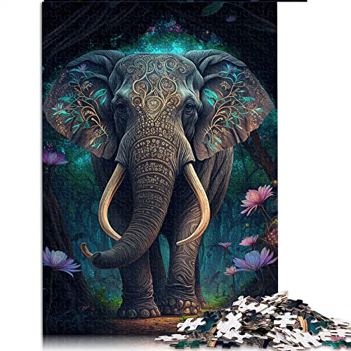 1000-teiliges Puzzle für Erwachsene, Elefant, buntes Tier, Puzzle für Erwachsene, Kinder, Holzpuzzle, Lernspiel, Herausforderung, Spielzeug (Größe 50 x 75 cm). von CARGIS