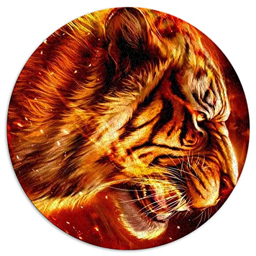 1000-teiliges Puzzle für Erwachsene, Tiger, kreisförmige Puzzles für Erwachsene und Kinder, Kartonpuzzles, Puzzle – herausforderndes Spiel (Größe 67,5 x 67,5 cm) von CARGIS