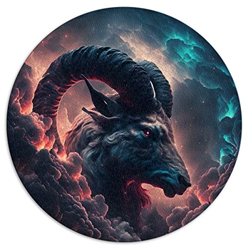 1000-teiliges Puzzlespiel Ambitionierter Steinbock, runde Puzzles für Erwachsene und Kinder, Papppuzzles, Puzzles für Erwachsene, Geschenke (Größe 67,5 x 67,5 cm) von CARGIS