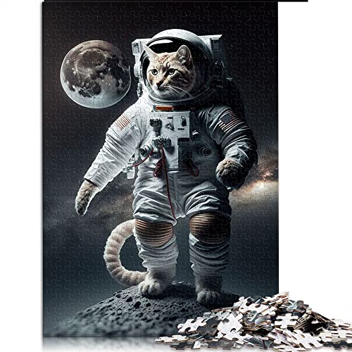 Lustige Puzzles für Erwachsene 1000 Teile Astronaut Katze im Weltraum Puzzle für Erwachsene Holzpuzzle Herausforderndes Spiel (Größe 50x75cm) von CARGIS