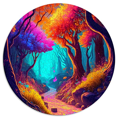 Puzzle 1000 Teile Puzzles Fantasiewelt Wald Runde Puzzles für Erwachsene und Kinder Kartonpuzzles Wohnkultur (Größe 67,5 x 67,5 cm) von CARGIS