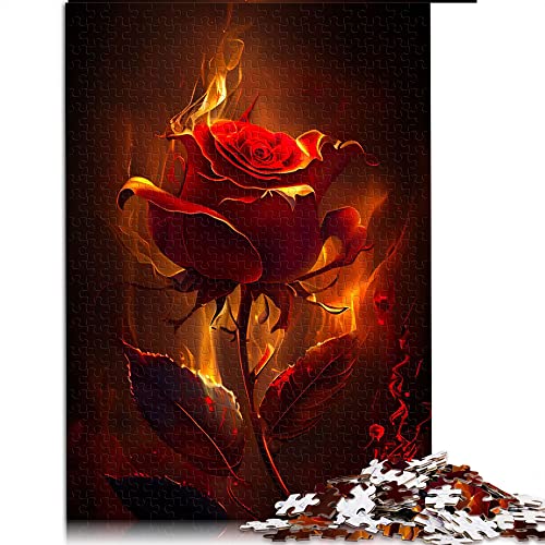 Puzzle 1000 Teile Puzzles brennende Rose Puzzle für Erwachsene Holzpuzzle Spielzeug Wanddekoration （Größe 50x75cm） von CARGIS