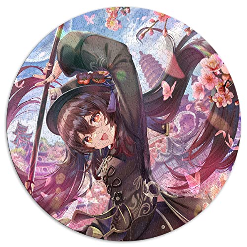 Puzzle 1000 Teile für Erwachsene Genshin Impact Hu Tao Puzzle Kinder Rundpuzzle für Kinder für Erwachsene & Kinder Papppuzzles Puzzles für Erwachsene Geschenke (Größe 67,5 x 67,5 cm) von Toolo