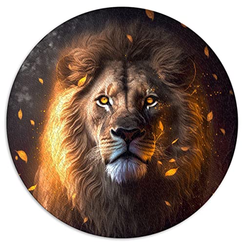 Puzzle für Erwachsene, 1000 Teile, leuchtender Löwe, Puzzle für Kinder, rundes Puzzle für Kinder, für Erwachsene und Kinder, Kartonpuzzle, Spielzeug, Wanddekoration (Größe 67,5 x 67,5 cm) von CARGIS