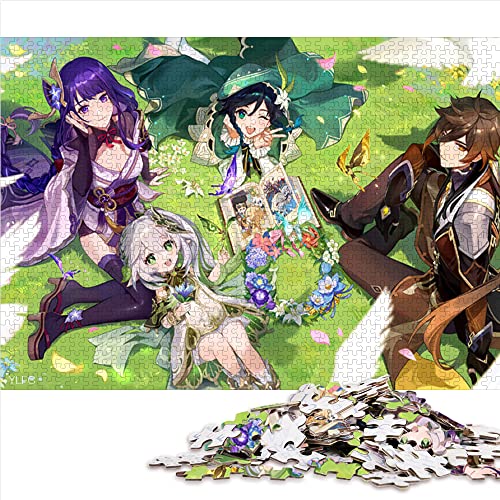 Puzzle für Erwachsene und Kinder1000 Teile Genshin Impact Puzzles für Erwachsene Holzpuzzles Herausfordernde Spielpuzzles (Größe 50x75cm) von CARGIS