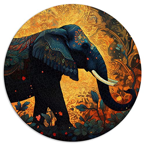 Puzzles 1000 Teile Abstraktes Gemälde Elefant Rundpuzzle für Erwachsene für Erwachsene und Kinder Kartonpuzzles Dekomprimierendes intellektuelles Lernspielzeug (Größe 67,5 x 67,5 cm) von CARGIS
