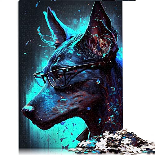 Puzzles 1000 Teile Dobermann Pinscher Hund Puzzles Holzpuzzle Tolles Geschenk für Erwachsene (Größe 50x75cm) von CARGIS