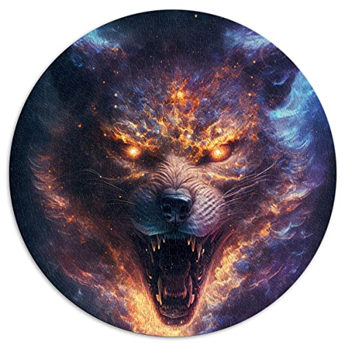 Puzzles 1000 Teile Nebula Fury Wolf Circular Puzzles für Erwachsene und Kinder, Kartonpuzzle Home Art Decor (Größe 67,5 x 67,5 cm) von CARGIS