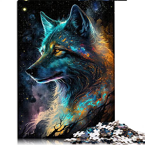 Puzzles 1000 Teile für Erwachsene Nebula Wolf Puzzles für Erwachsene Holzpuzzle Home Decoration Puzzle (Größe 50x75cm) von CARGIS
