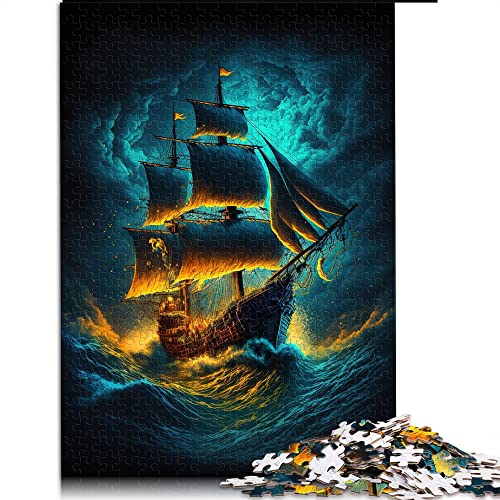 Puzzles 1000 Teile für Erwachsene Piratenschiff Puzzles für Erwachsene Holzpuzzle Puzzles für Erwachsene Geschenke (Größe 50x75cm) von CARGIS
