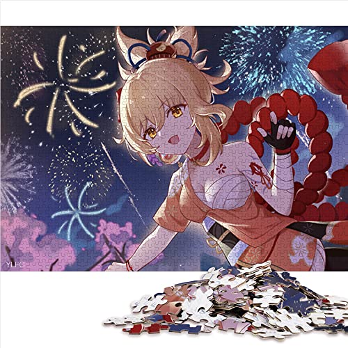 Puzzles 1000 Teile für Erwachsene und Kinder von Genshin Impact Yoimiya Puzzle für Erwachsene Holzpuzzle Lernpuzzle Familienspiel (Größe 50 x 75 cm) von CARGIS