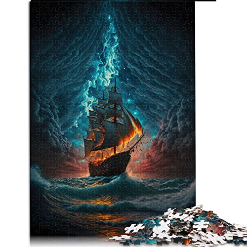 Puzzles für Erwachsene 1000 Piratenschiff Puzzles für Erwachsene Kinder Holzpuzzle Lernen Lernspielzeug (Größe 50x75cm) von CARGIS