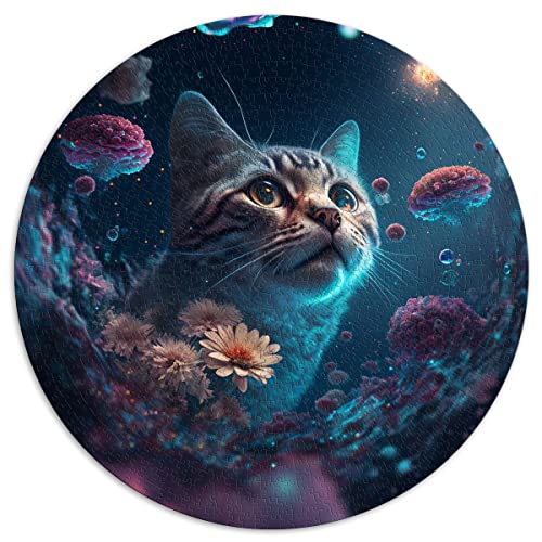 Katze Runde Puzzles für Erwachsene und Kinder - 1000 Teile Kartonpuzzles - Geschenke (Größe 67,5 x 67,5 cm) von CARGIS