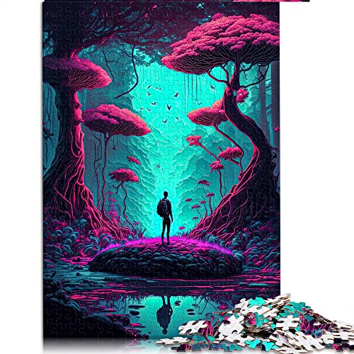 Puzzles für Erwachsene 1000 Teile Neon Forest Wanderer Puzzles Holzpuzzles Lernspiele Home Decoration Puzzle. (Größe 50 x 75 cm) von CARGIS