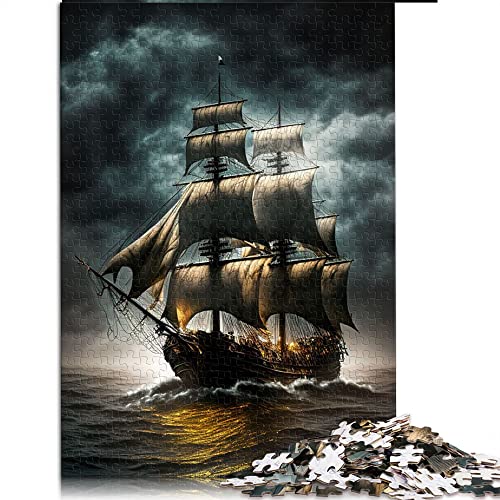 Puzzles für Erwachsene 1000 Teile Piratenschiff Puzzles für Kinder Holzpuzzles Spielzeug Intellektuelles Spiel (Größe 50x75cm) von CARGIS