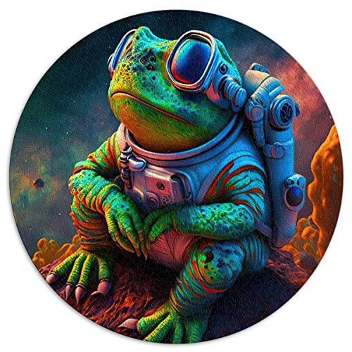 Puzzles für Erwachsene und Kinder 1000 Teile Frosch Weltraum Astronaut Kreispuzzles für Erwachsene und Kinder Papppuzzles Puzzle zum Anfassen (Größe 67,5 x 67,5 cm) von CARGIS