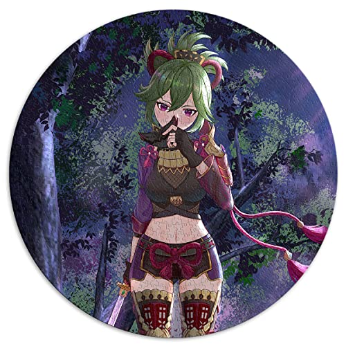 für Erwachsene 1000 Teile Puzzle Genshin Impact Kuki Shinobu Kreative runde Puzzles für Erwachsene und Kinder, Papppuzzles Familienpuzzlespiel (Größe 67,5 x 67,5 cm) von CARGIS