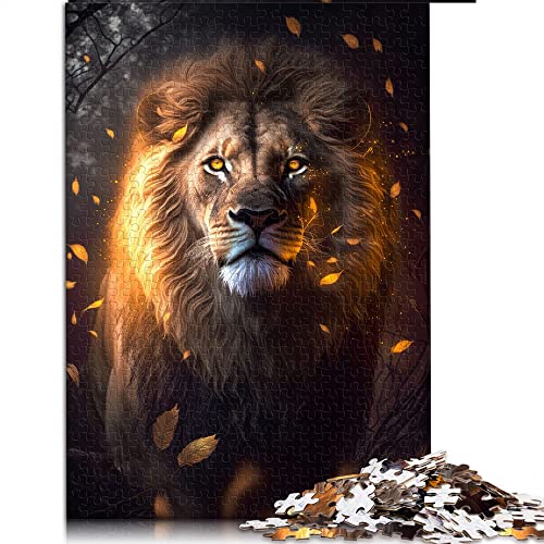 für Erwachsene 1000 Teile Puzzle Leuchtender Löwe Puzzles Papppuzzles Lernspiel Herausforderung Spielzeug (Größe 26x38cm) von CARGIS