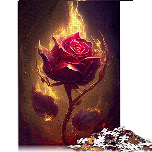 für Erwachsene 1000 Teile Puzzle brennende Rose Puzzles für Erwachsene Papppuzzles Puzzle für Sommerliebhaber (Größe 26x38cm) von CARGIS
