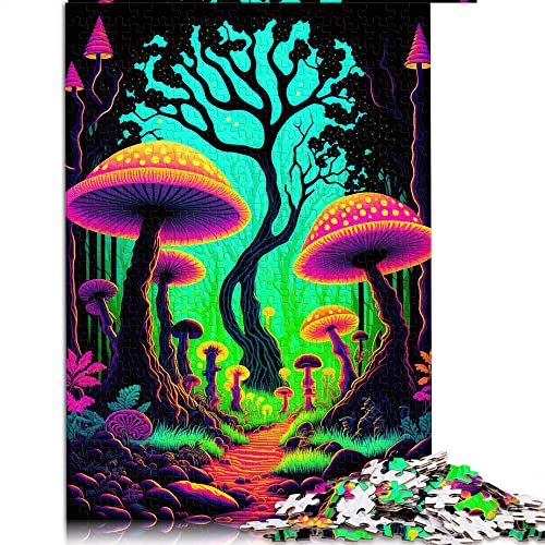 Für Erwachsene Puzzle 1000 Teile Psychedelic Mushroom Forest - Kartonpuzzle Herausforderndes Spiel (Größe 26x38cm) von CARGIS